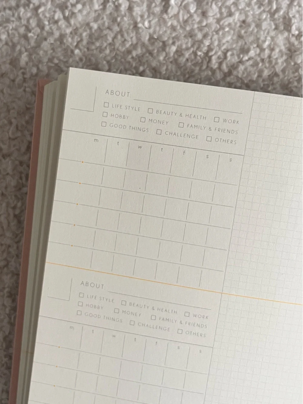 Sunny Minimal Pastel Pink Dot Grid Daily & Reviewing Log Notebook Journal